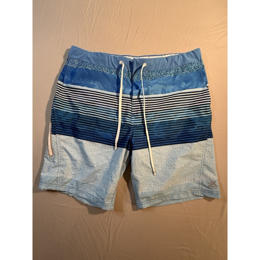 Men's ZeroXposur Swim Trunks Blue Striped Drawstring Size L